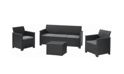 Keter záhradný set Elodie 3 grafit s úložným stolom