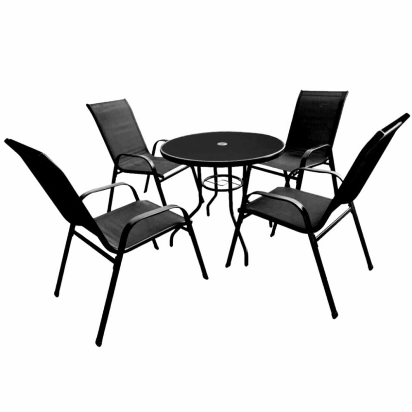 Set záhradného nábytku LUKO, čierny, 5ks