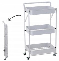 ALDOTRADE Kuchynský a servírovací vozík na kolieskach kovový biely