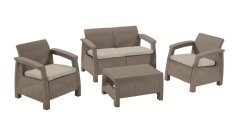 Keter záhradný set Corfu cappuccino (2x kreslo + 1xstolík + 1x sofa)