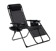Skladacia záhradná ležadlo ZERO GRAVITY čierne