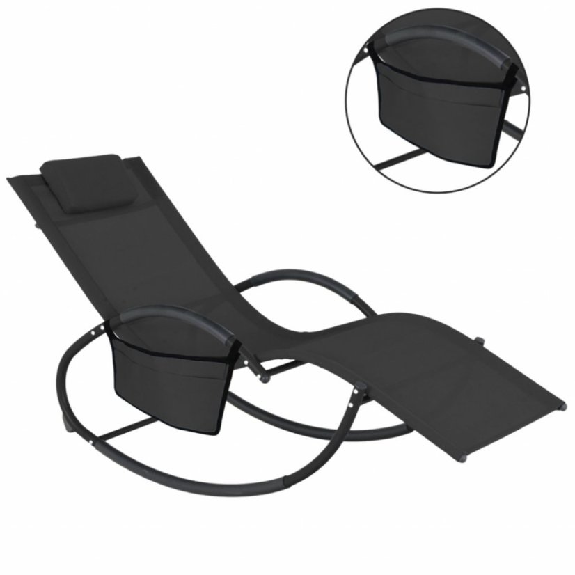 Záhradné hojdacie ležadlo 161x60x80cm čierne