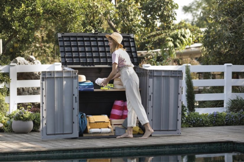 Keter záhradný prístrešok Store It Out Midi antracit, 132x71, 5x113, 5 cm