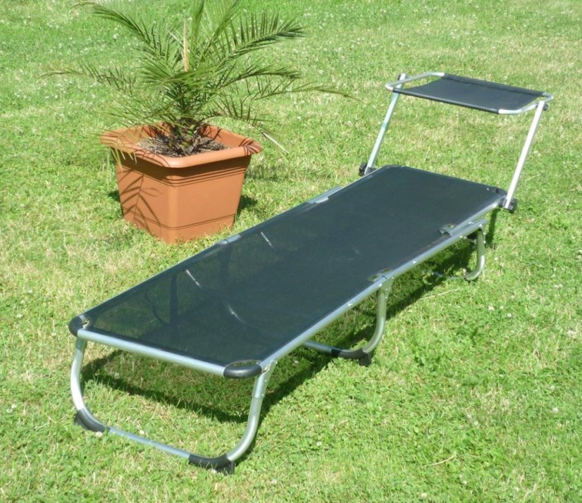 ALDOTRADE Ležadlo polohovateľné so strieškou čierne