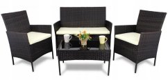 Záhradný set z ratanu GardenLine, HN + KREM podsedáky