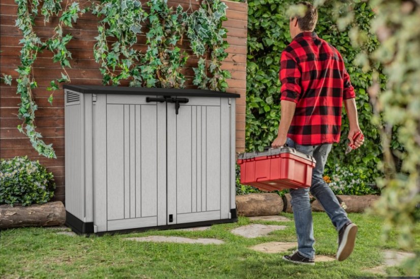 Keter záhradný prístrešok Store It Out Midi antracit, 132x71, 5x113, 5 cm