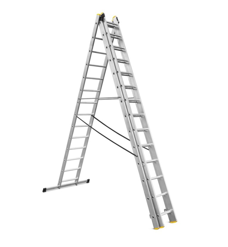 ALDOTRADE Hliníkový rebrík 3x14 priečok PROFI trojdielny