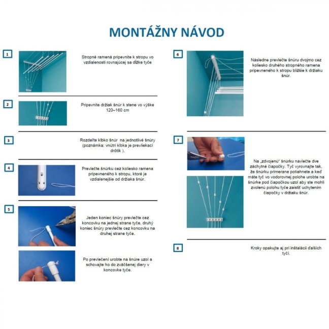 ALDOTRADE Stropný sušiak na bielizeň Ideal 5 tyčí 190 cm