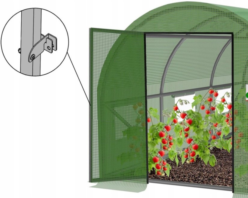 Záhradný fóliovník s pevnými dverami, 4x2,5x2m