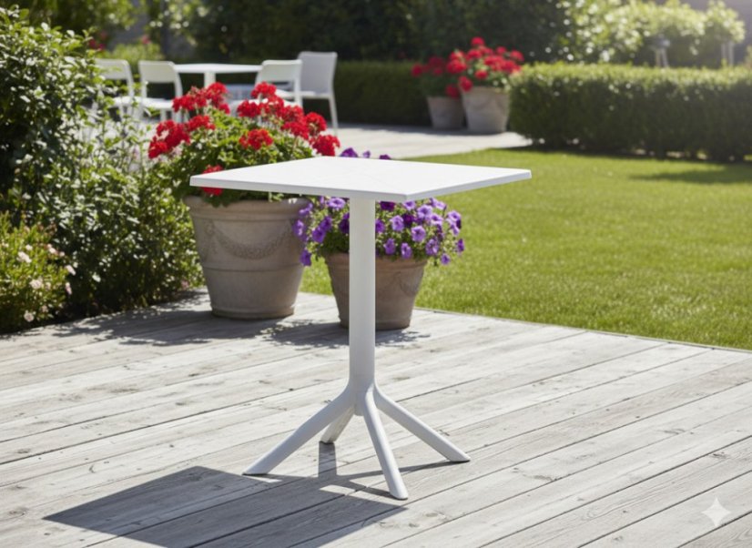 Záhradný štvorcový stôl 60x60x77, 5 cm, biely