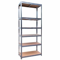 Regál 180x90x40cm, 6 políc, oceľ + MDF doska