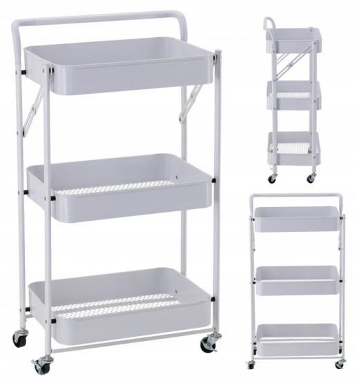 ALDOTRADE Kuchynský a servírovací vozík na kolieskach kovový biely