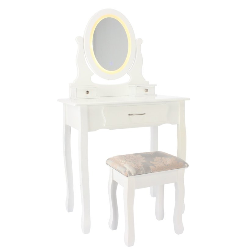 ALDOTRADE Kozmetický stolík LED Sofia 71x40x135cm s taburetom