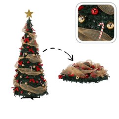 Skladací vianočný stromček LIDIA 120 cm - kompletne ozdobený, 60 LED
