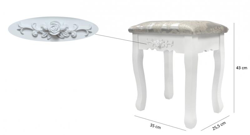 ALDOTRADE Toaletný kozmetický stolík Emilie 143x70x40cm s taburetom