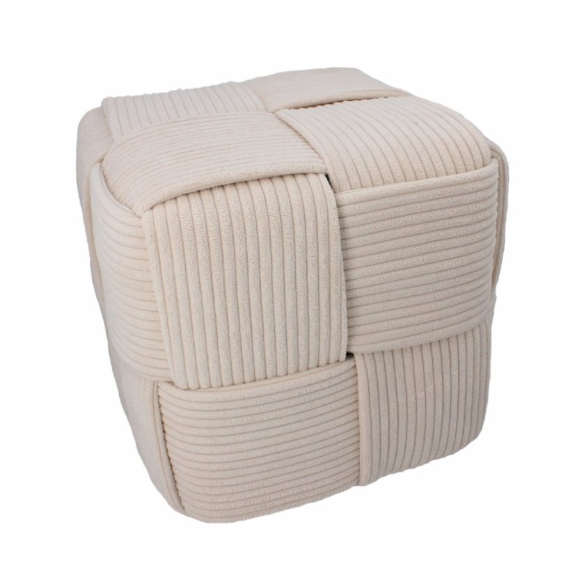 Pletená pufa kostka 40x40x40 cm, krémová