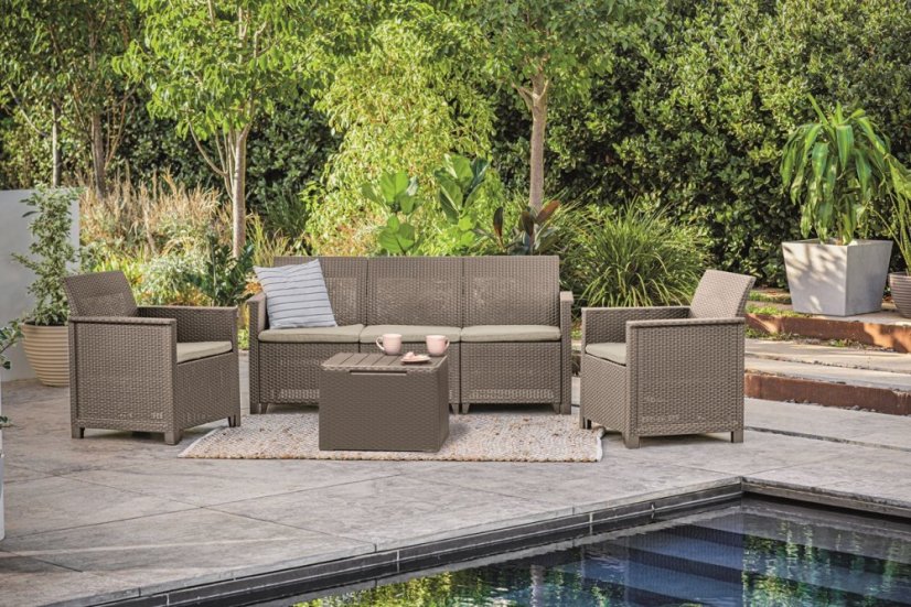 Keter záhradný set Elodie 3 cappuccino s úložným stolom