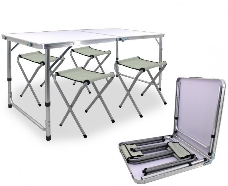 Kempingový skládací set (stôl + 4kreslá) 120x60x70cm